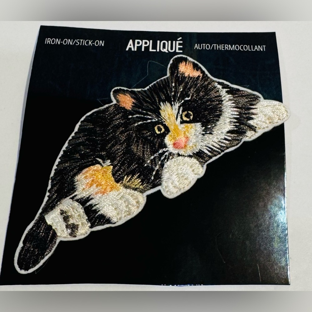 Cat Appliqué Woven Iron On Patch NWT